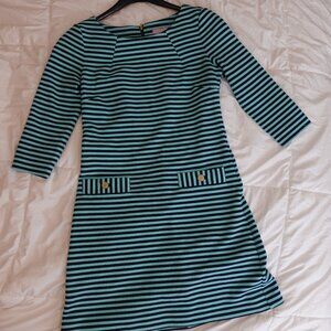 Lilly Pulitzer Layton Long Sleeve Aqua /Navy Striped Knit Shift Dress